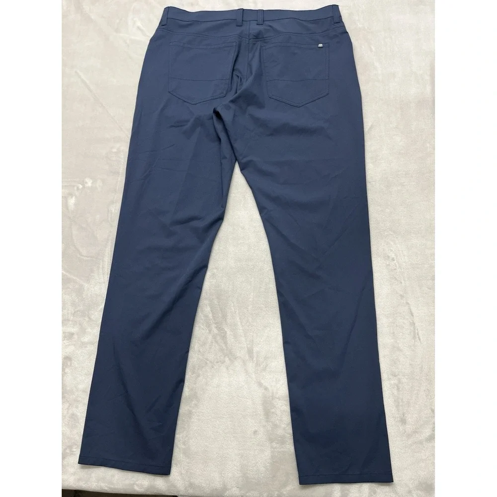 Travis Mathew Trevino Pants Men 34x31.5 Navy 5-Pockets Stretch Tapered Leg Golf